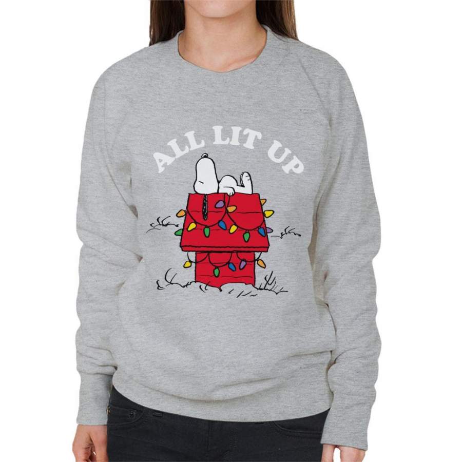 Peanuts Christmas All Lit Up Snoopy Women’s Sweatshirt