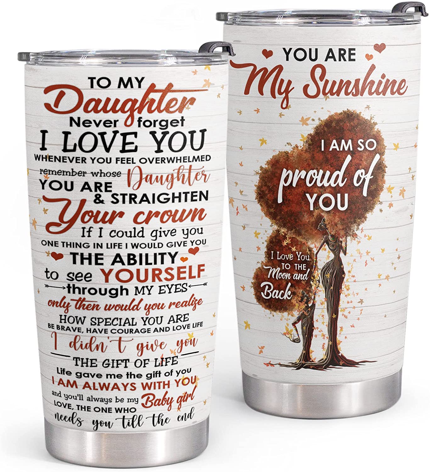 Stainless Steel Tumbler 20Oz For Daughter – Valentine Gifts For Daughter, Birthday Gifts For Daughter From Mom – Graduation Unique Present For Kids