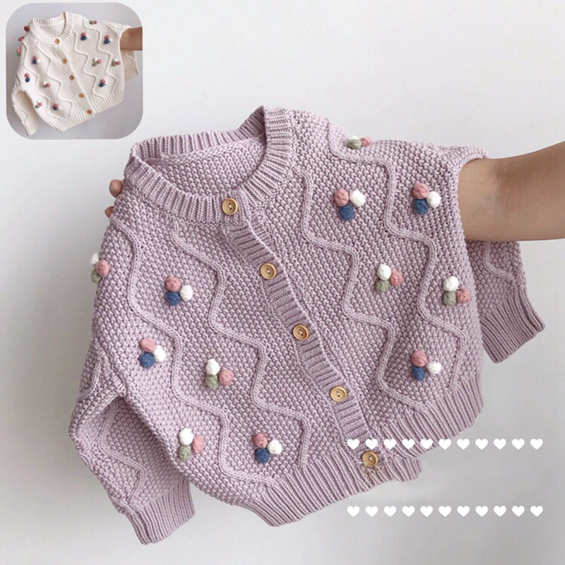 Autumn and winter single-breasted sweater solid color Girls cardigan Korean version round neck purple sweater 2022 new alx