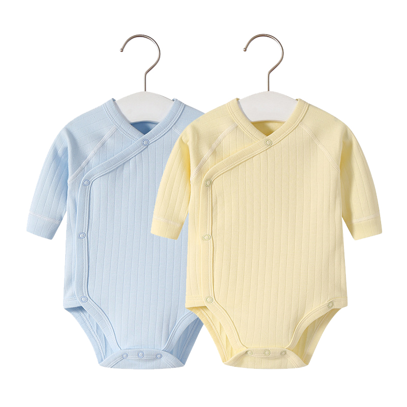 2pcs/lot Newborn Baby Clothes Rompers Cotton Infant Long Sleeves Autumn Girls Robe Solid Color Overalls Boys Ropa Bebe Clothing alx