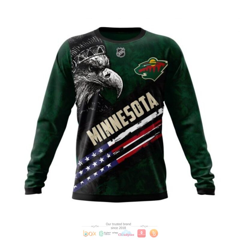 Minnesota Wild Eagle American Flag Gift For Fan Ugly Wool Sweater Christmas