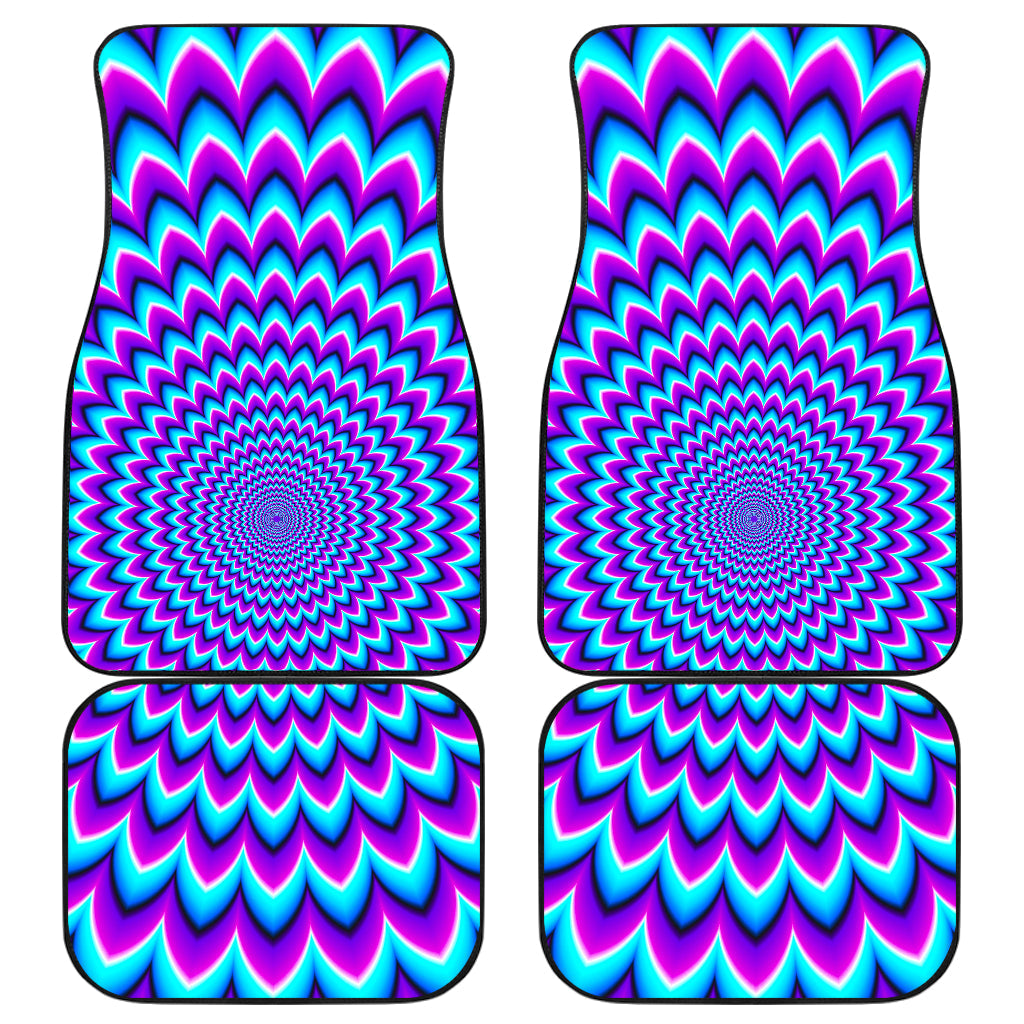 Blue Expansion Moving Optical Illusion Front And Back Car Floor Mats, Front Car Mat