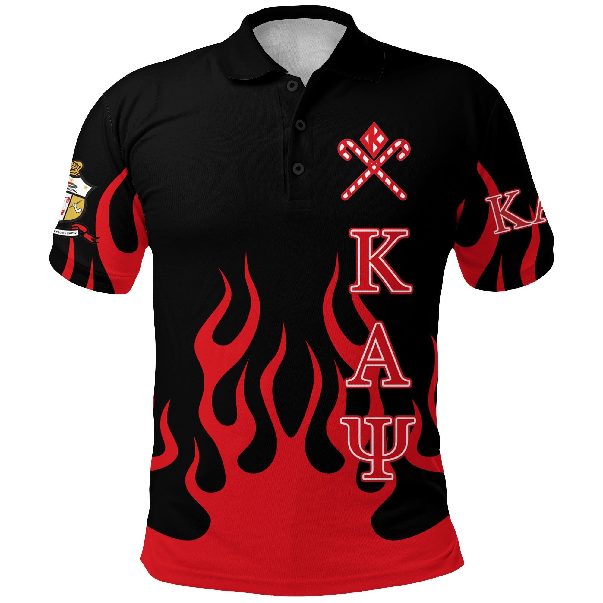 Kappa Alpha Psi Polo Shirt – Candy Cane Flame – Lt12