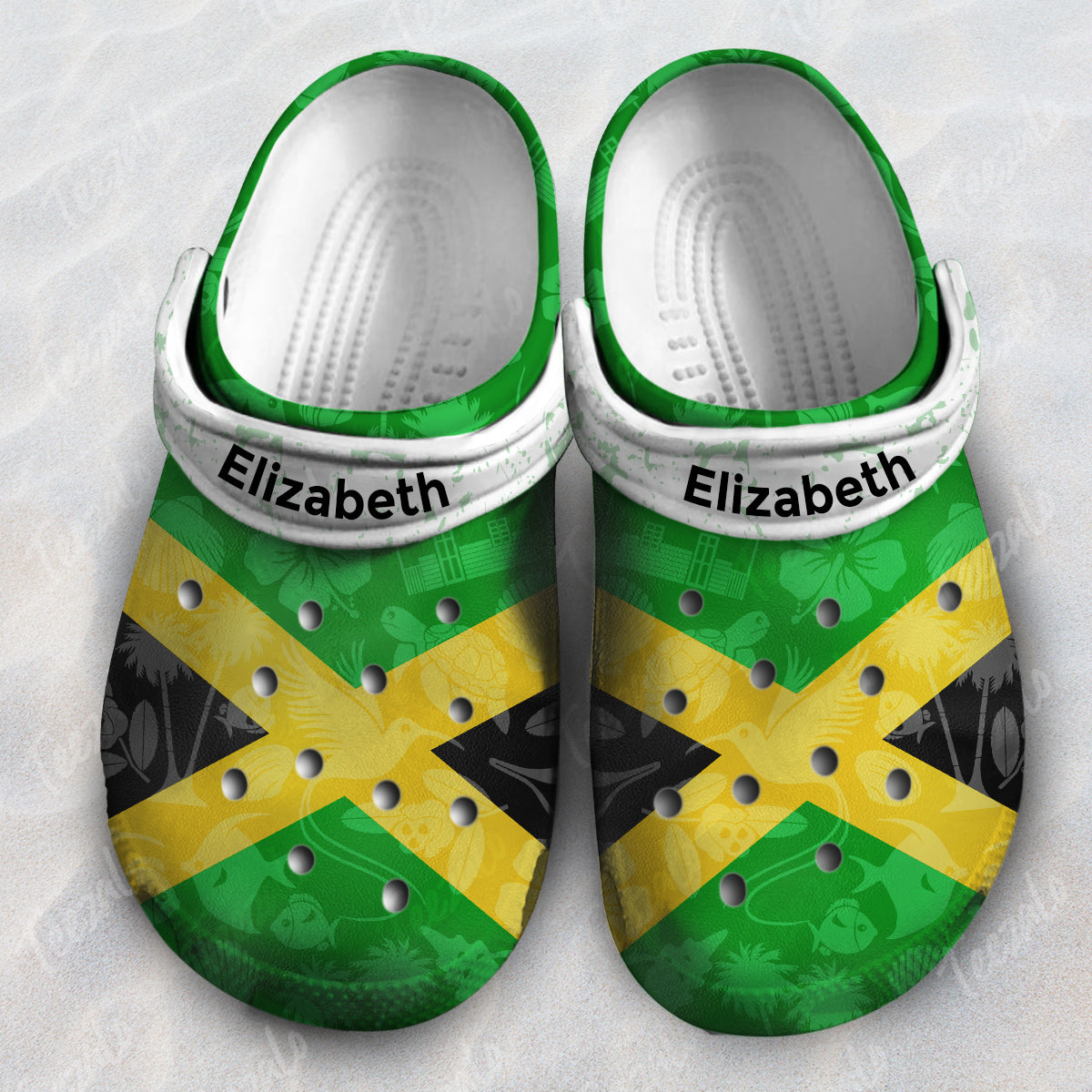 Symbols Shadow Effect In Jamaica Flag Personalized Clogs Shoes