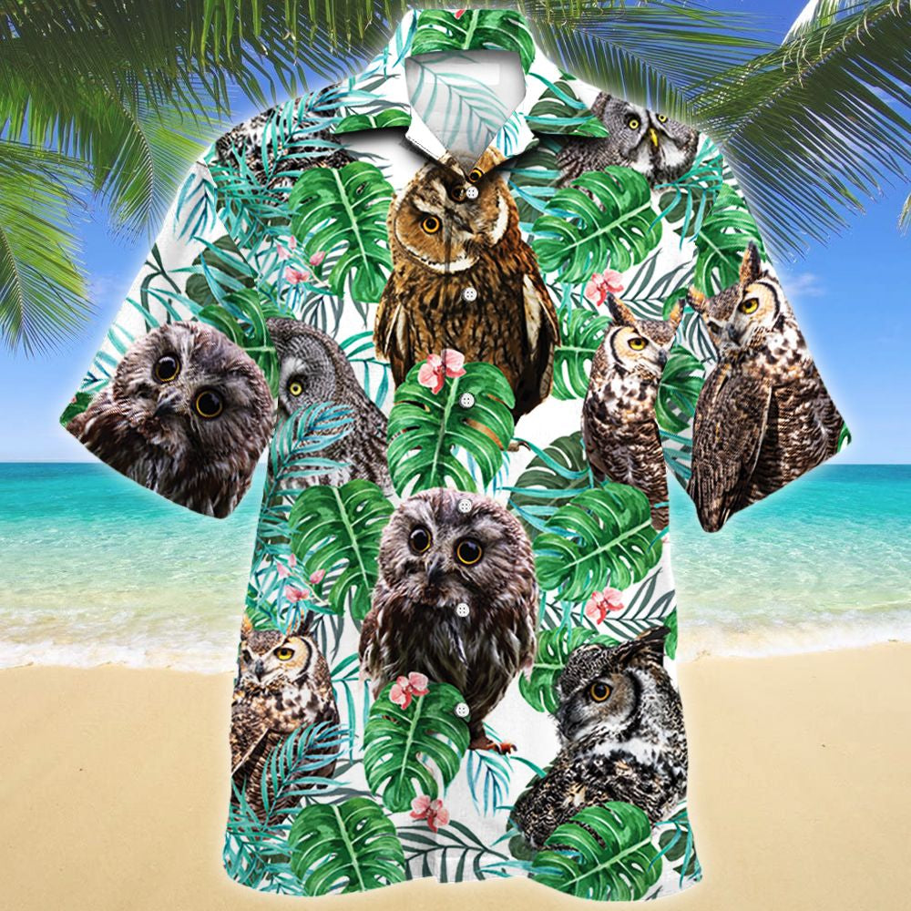 Owl Tropical Plant Hawaiian Shirt For Aloha Ha82