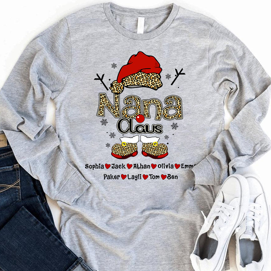 Nana Claus – Leopard Art – T | Personalized Long Sleeve