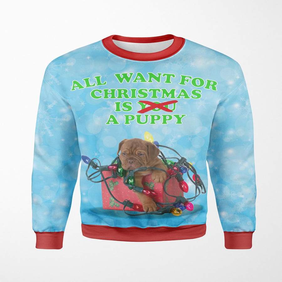 Men’s | All I Want Puppy | Holiday Crewneck Sweatshirt