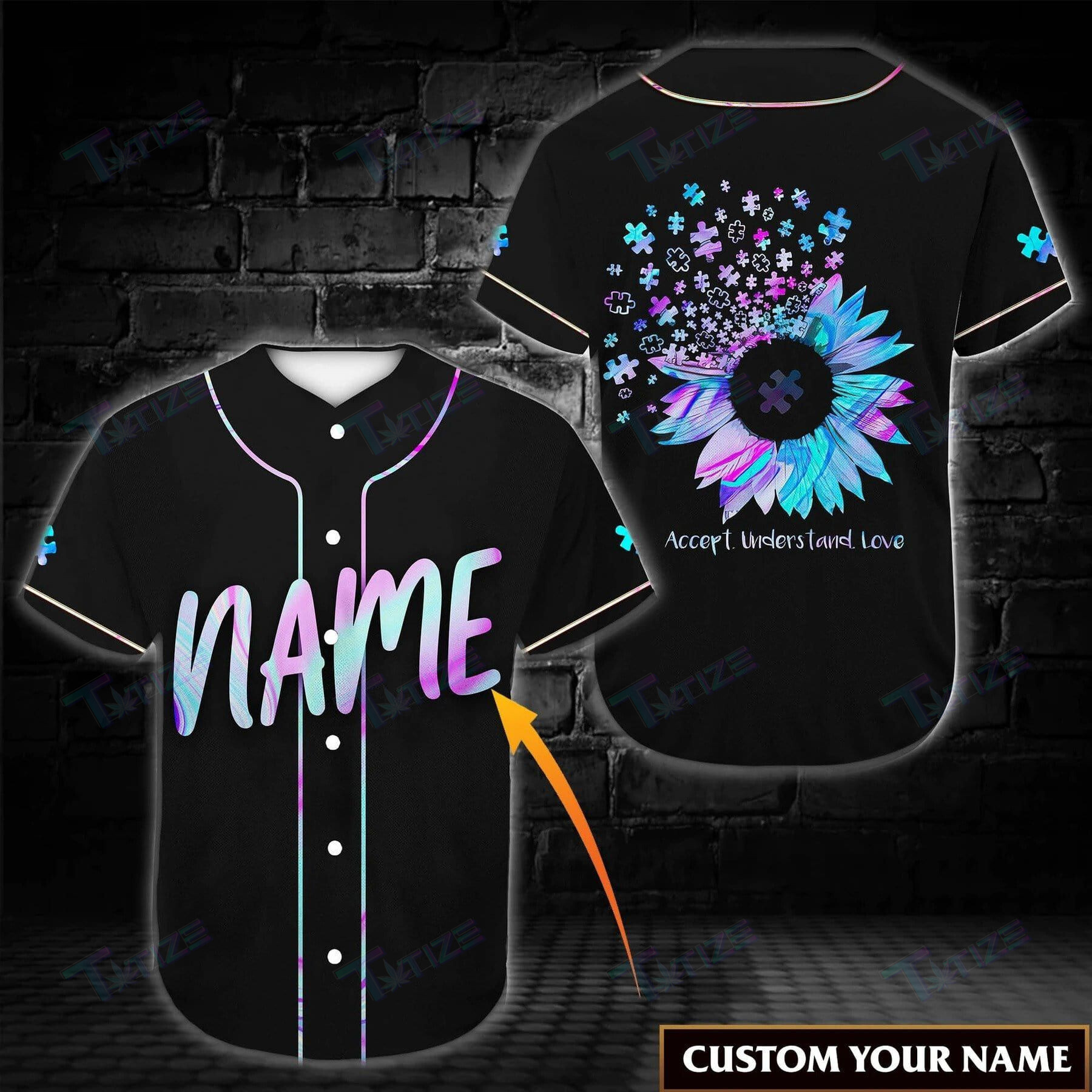 Autism Flower Custom Name Baseball Shirt