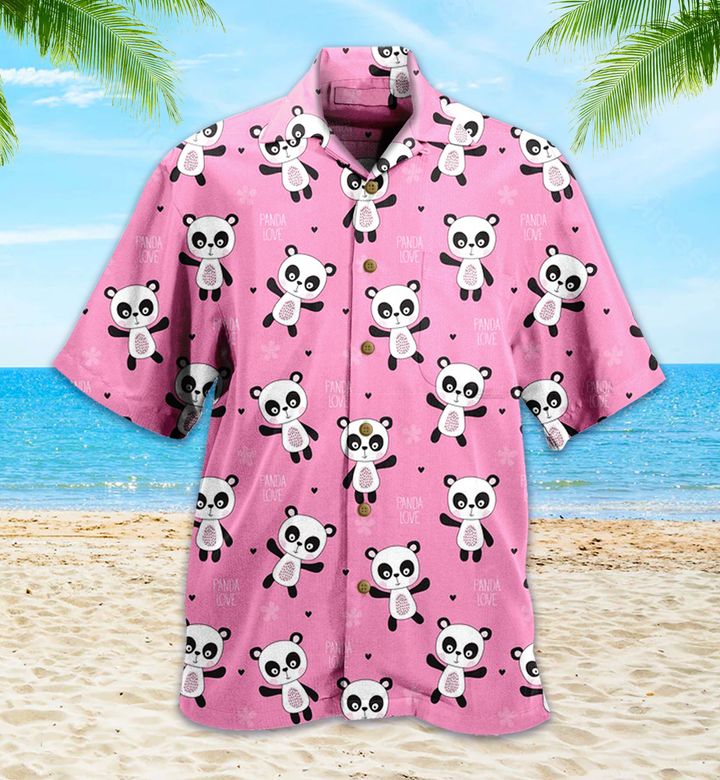 Panda Pink 3D Hawaiian Shirt