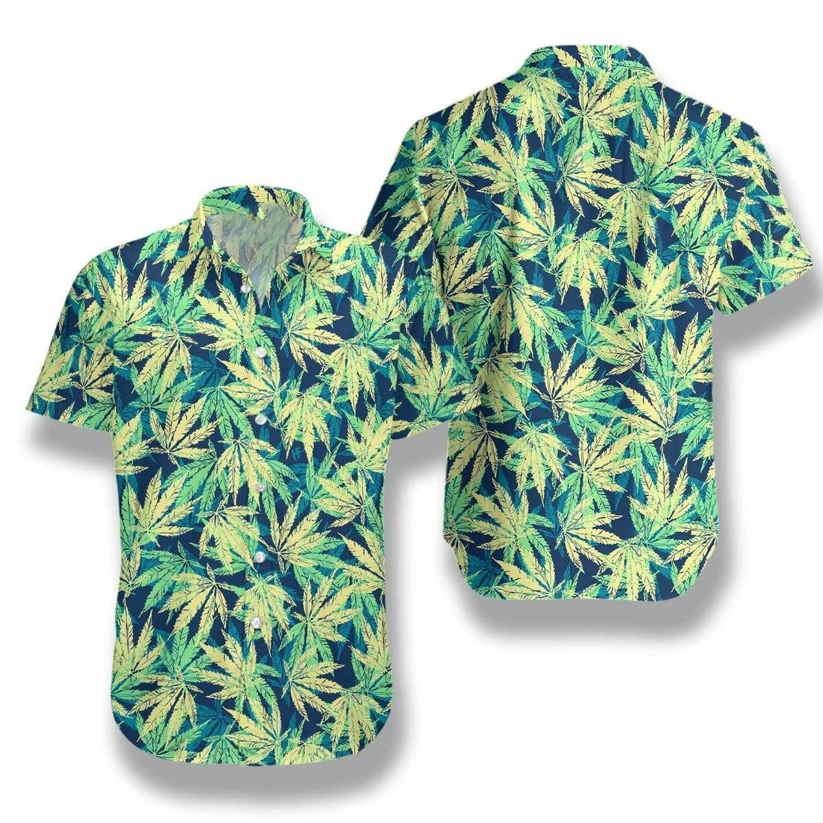 Hawaii Aloha Shirts Tropical Cannabis Leaves Ha26202