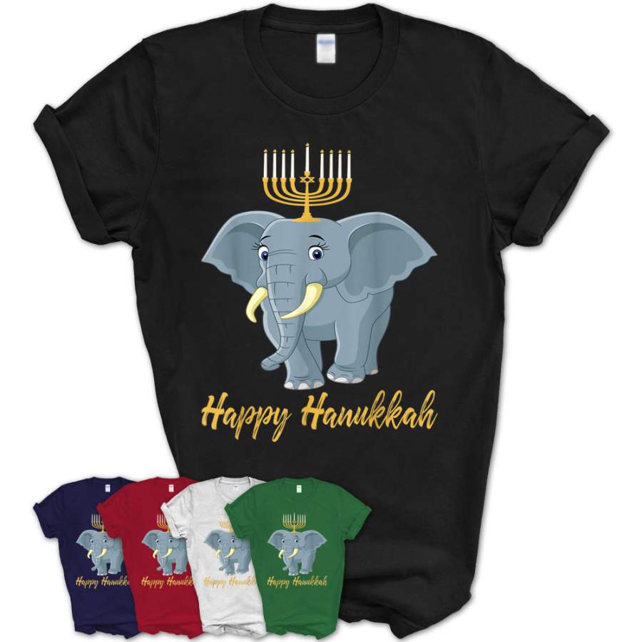 Happy Hanukkah Elephant Menorah Funny Holiday T-Shirt Gift – Teezou Store