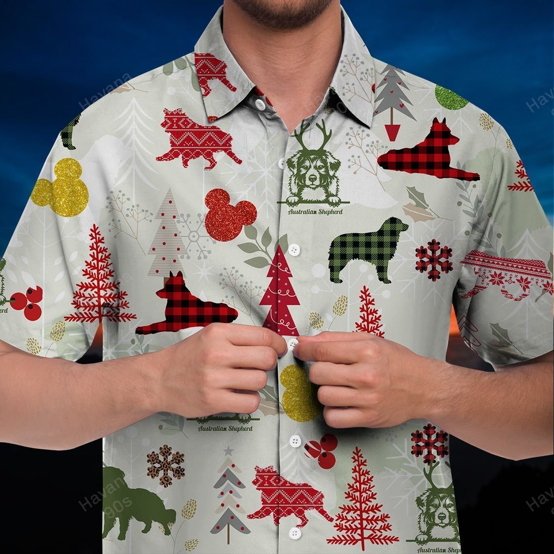 Australian Shepherd Hawaiian Shirt Christmas Flannel V3