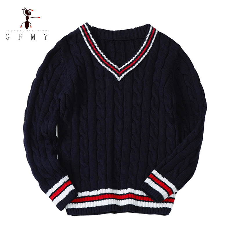 2022 GFMY Autumn Winter Boys Girls Knitted Sweater Mink Velvet Warm Long Sleeve Tops Children’s V- neck Pullover Knitwear alx