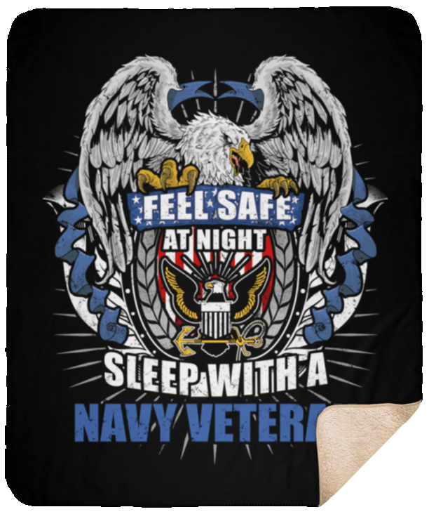 Feel Safe At Night Sleep With A Navy Veteran Sherpa Blanket – 50×60