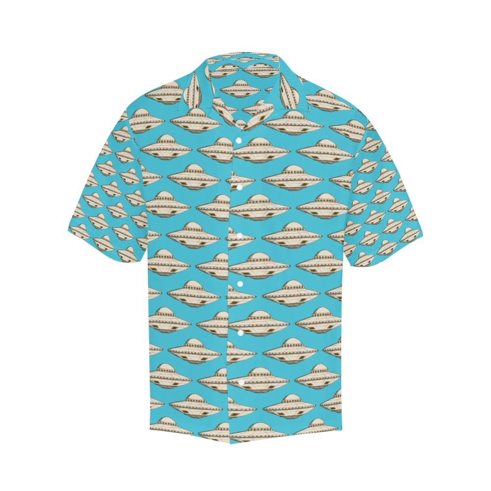 Ufo Hawaiian Shirt White Pattern Blue Aloha Ha44171