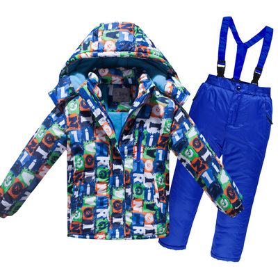 -30 Degree Children Winter Overalls Ski Suit Windproof Waterproof Warm Girl Cotton Jacket Coat Boy Snowsuit Jacket Pants Set alx