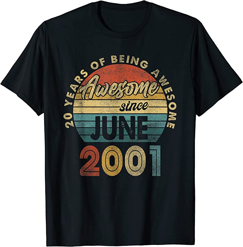 20 Year Old Retro June 2001 Vintage 20th Birthday Gift Men T-Shirt