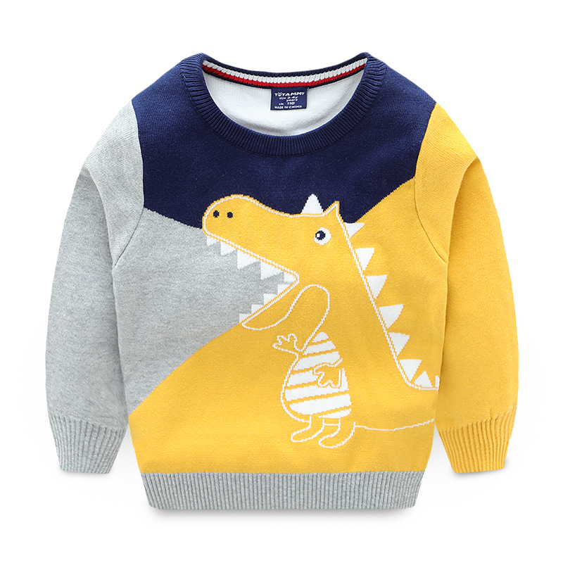 Children Pullover Sweater Boys Knitted Sweater Winter Knitted Outerwear Kids Round Neck Long Sleeve Clothes Thicken Sweater 3-8Y alx