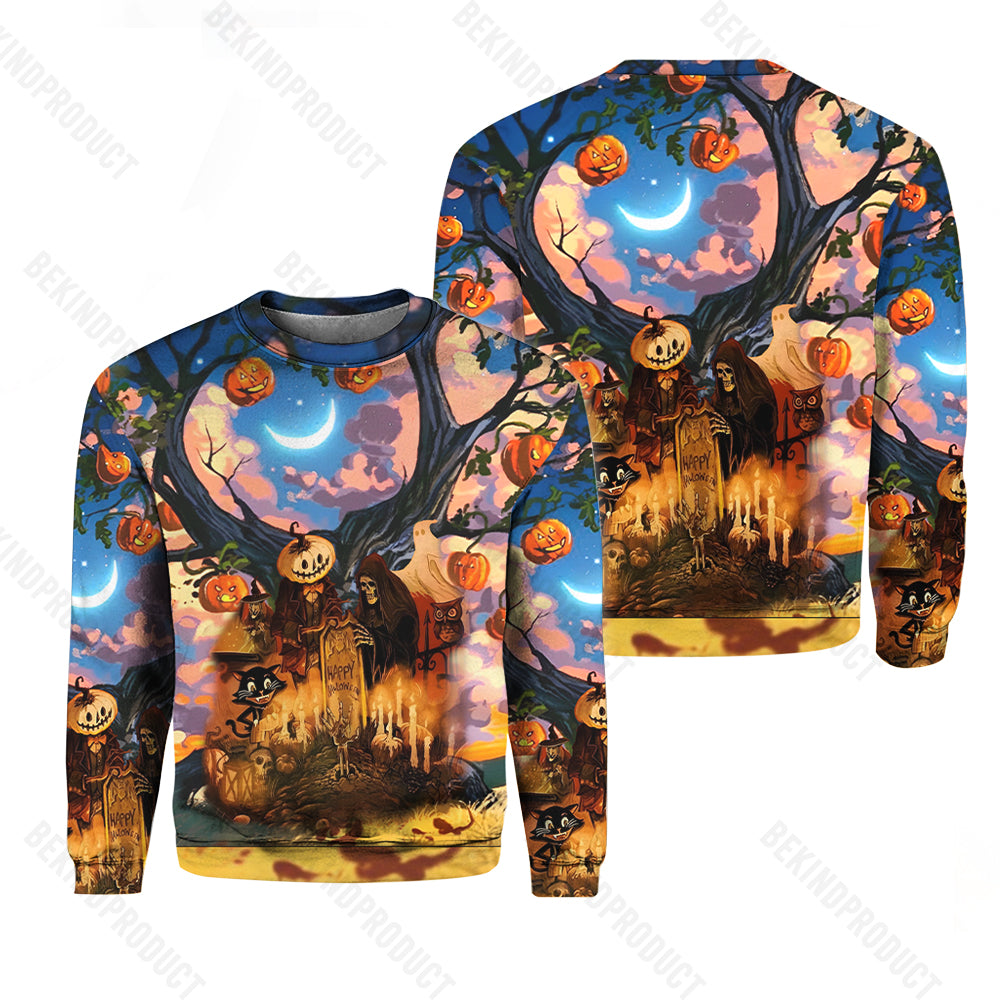 Happy Halloween Colourful Crewneck Sweatshirt All Over Print Sweatshirt For Women Sweatshirt For Men Swn1090