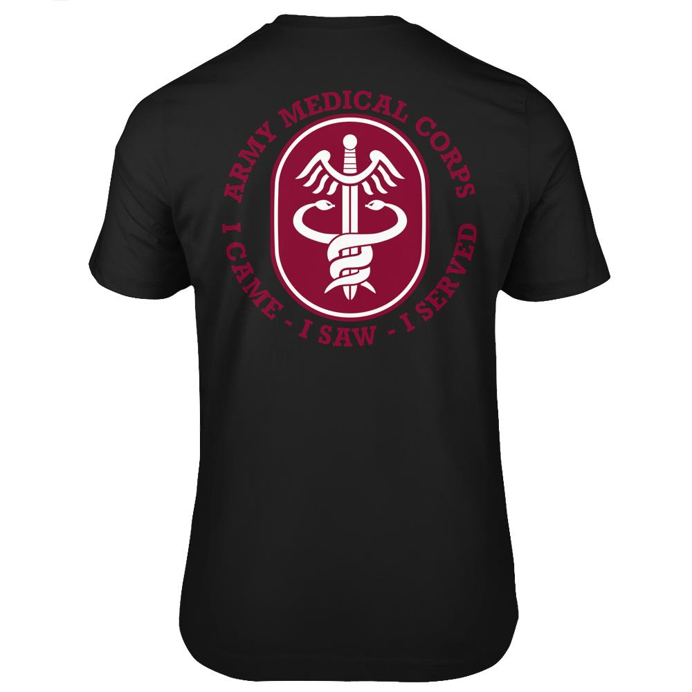 Army Medical Corps Service Shield Image T Shirts Print On Back