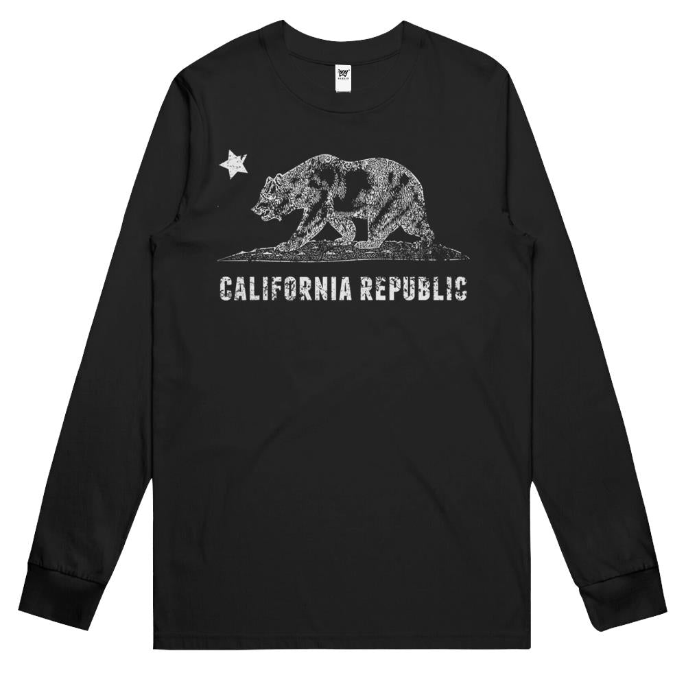 Ca Republic Shirt, Bear & Star Distressed California State1 Long Sleeve T Shirts