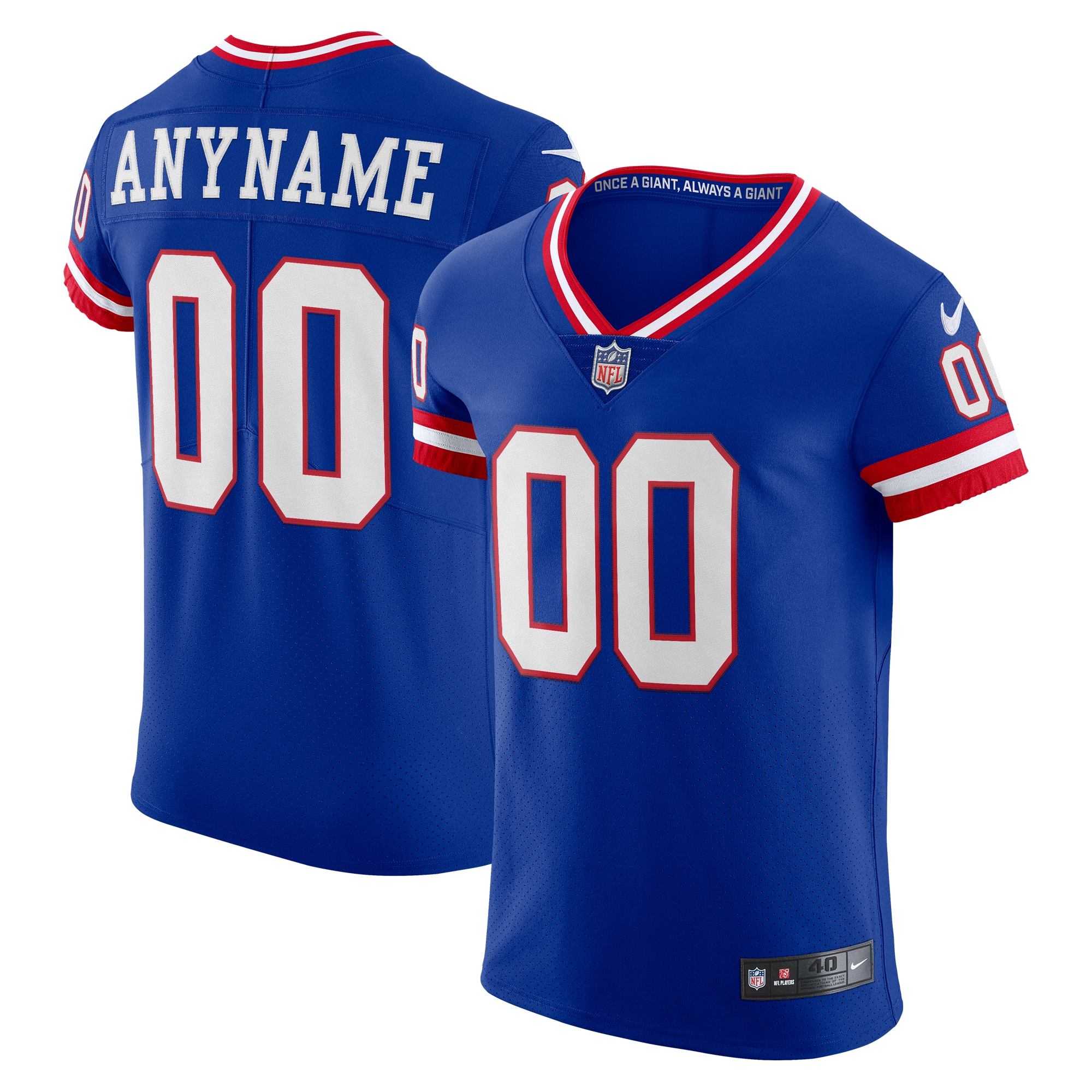 New York Giants Vapor F.U.S.E. Elite Custom Jersey – Blue