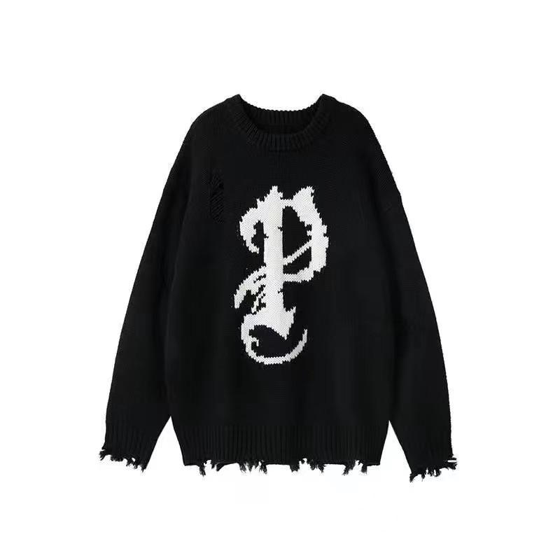 Tawaaiw American Retro O Neck Hole Sweater Women Loose Knitted Pullover Long Sleeve Autumn Winter Ladies Jumper Chic Oversize alx