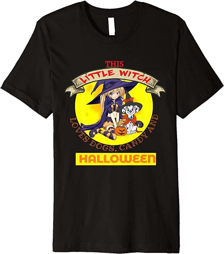 This little Witch loves dogs, candy and Halloween Premium T-Shirt