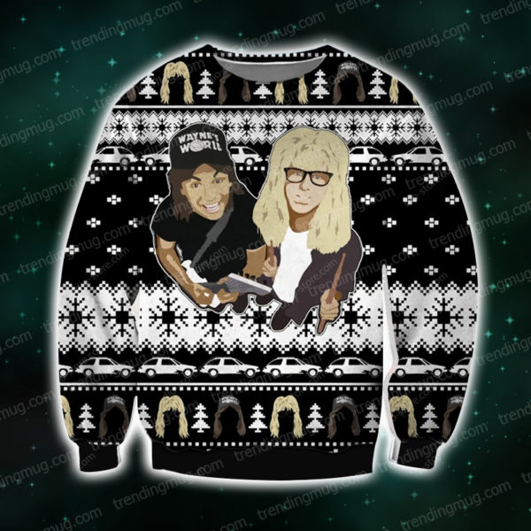 Wayne’S World Knitting Pattern 3D Print Ugly Christmas Sweater