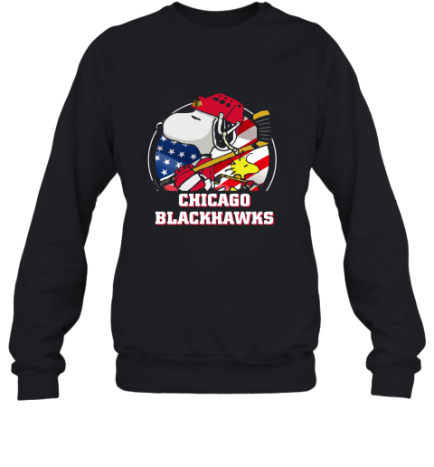 Chicago Blackhawks Ice Hockey Snoopy And Woodstock 2D Sweatshirt