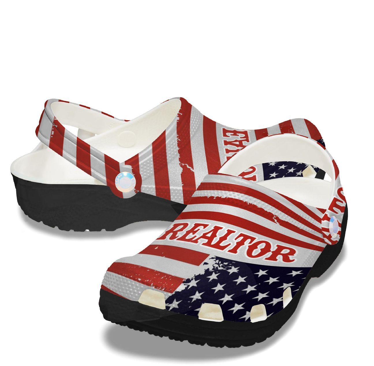 Realtor Personalized Clog, Custom Name, Text, Color, Number Fashion Style For Women, Men, Kid, Print 3D Flag American