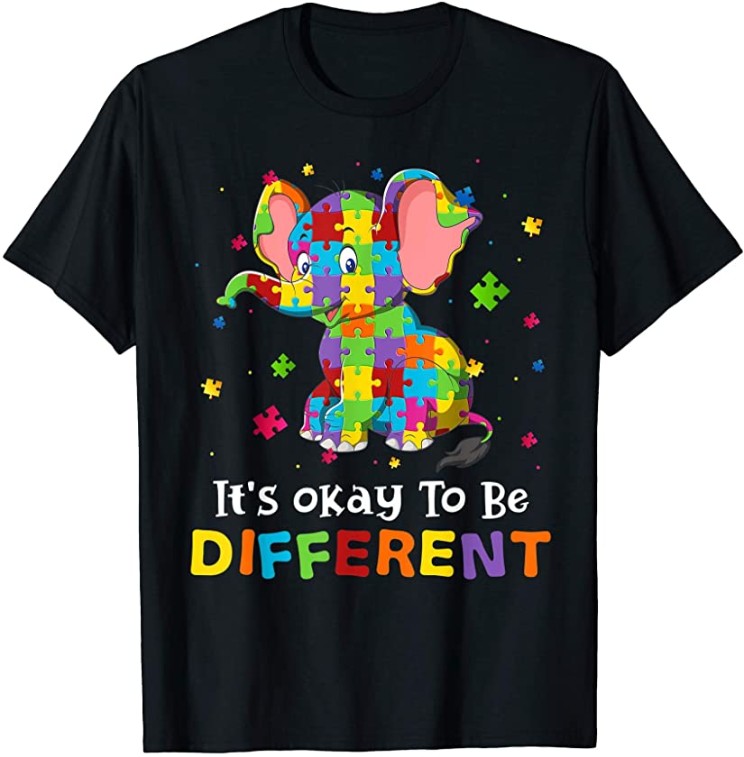 It’s Ok To Be Different Elephant Puzzle Autism Awareness Day T-Shirt