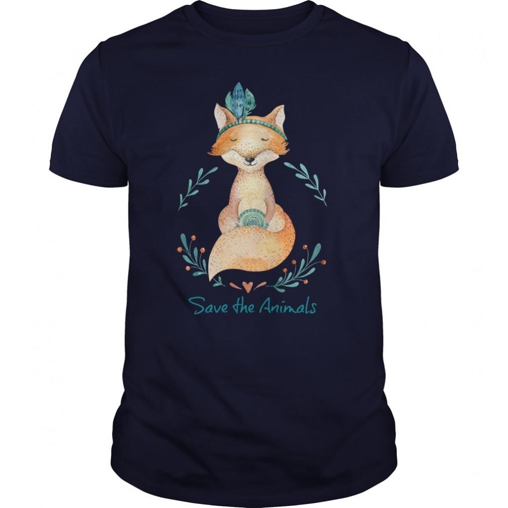 Save The Animals Cute Fox Shirt Guys Tee 871420039