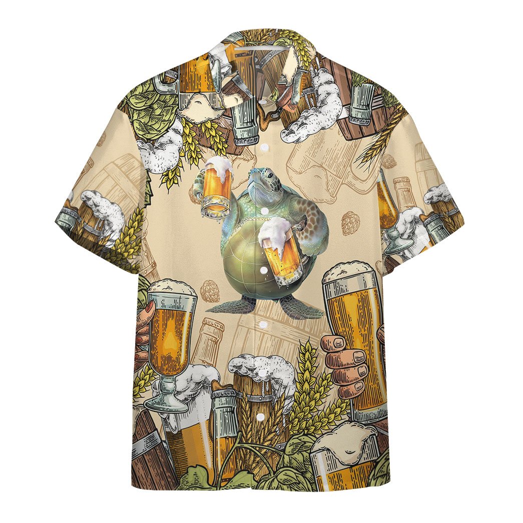 Gearhumans Turtle And Beer Custom Hawaiian Shirt Ha32425