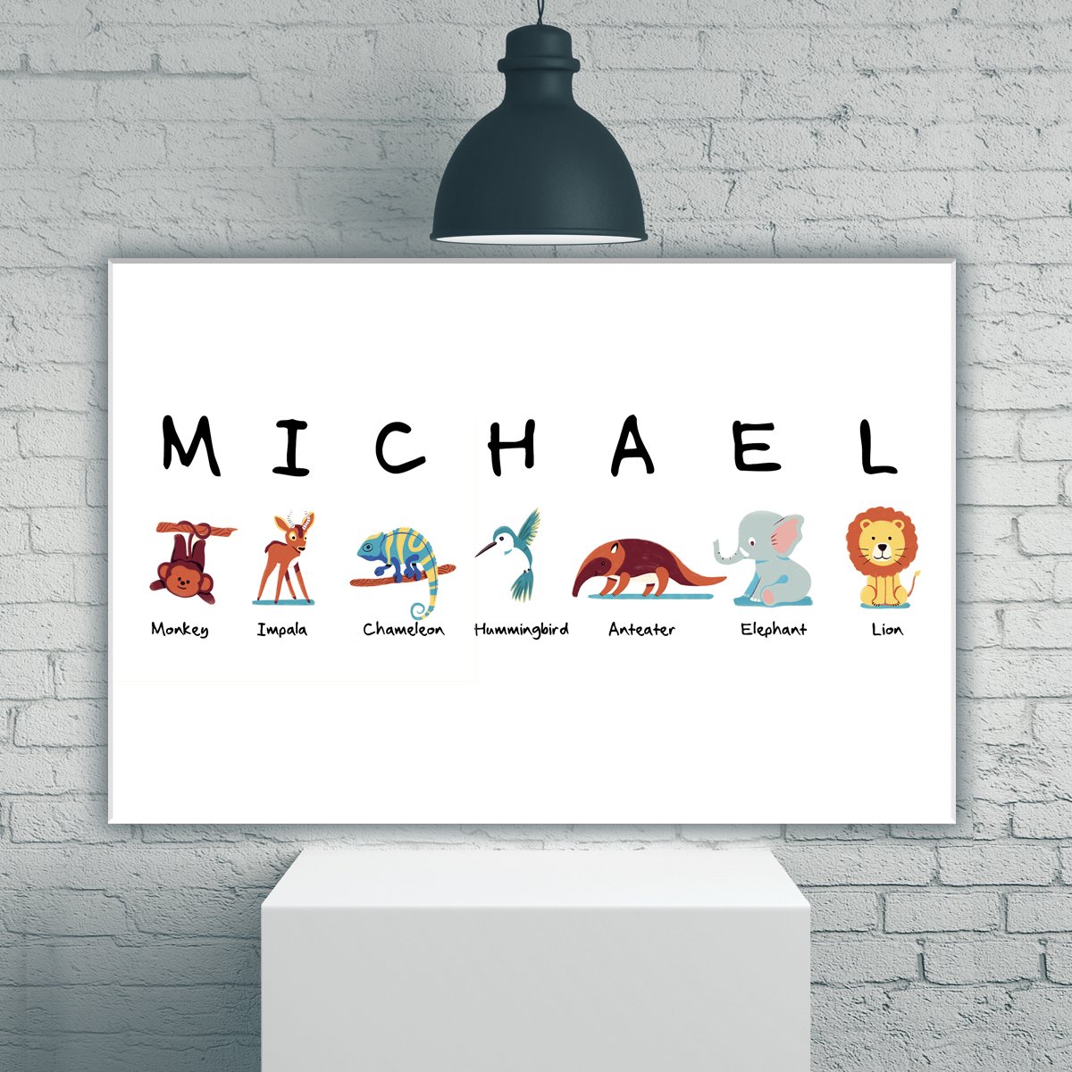 Animal Kids Art Name Premium Canvas, Canvas Poster Wall Art, Poster Print, Canvas Print Wall Decor