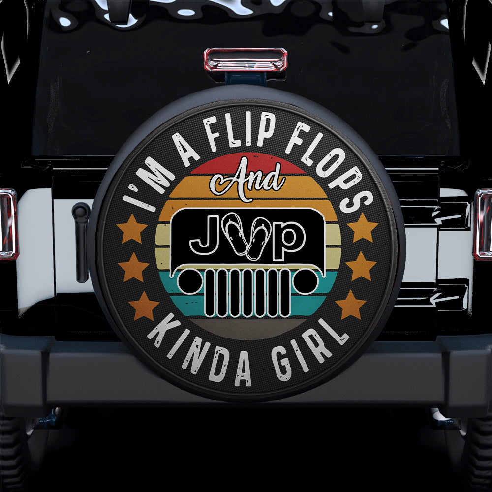 I Am Flip Flops And Jeep Kinda Girl Car Spare Tire Covers Gift For Campers