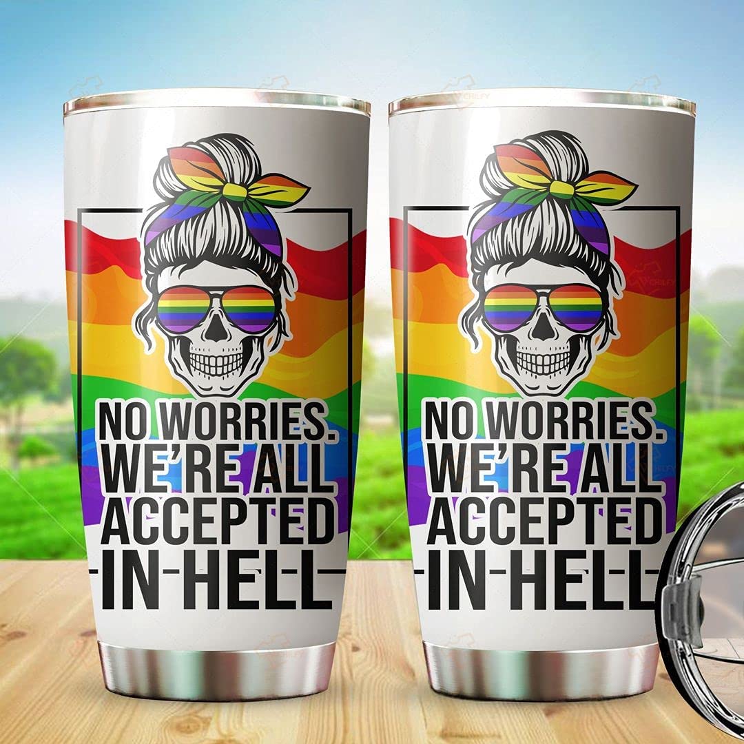 No Worries We’Re All Accepted Tumbler, Gifts For Lgbt Community, Funny Gifts For Gay Gift, Lesbian, Alley, Transgender Tumbler, Pride Tumbler, Pride Gifts, Rainbow Flag Tumbler, Skull Lgbt Tumbler