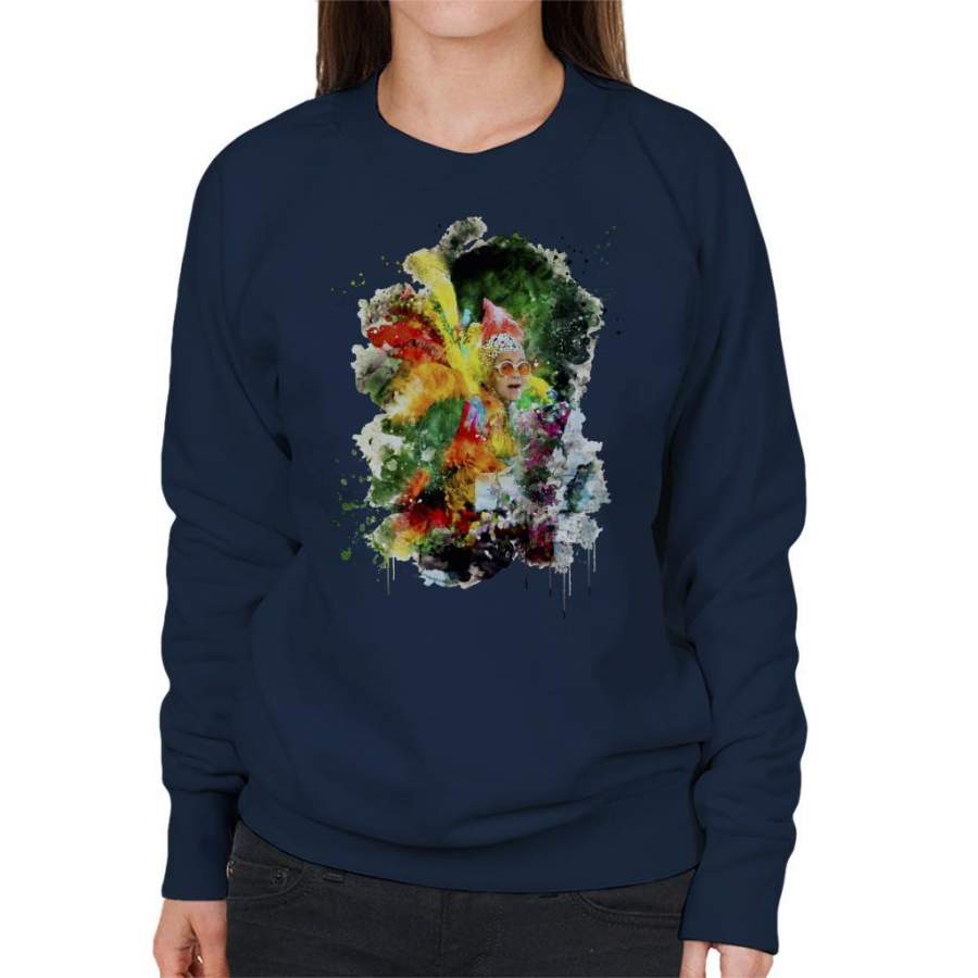 TV Times Elton John Wearing Feathers At The Piano 1978 Women’s Sweatshirt