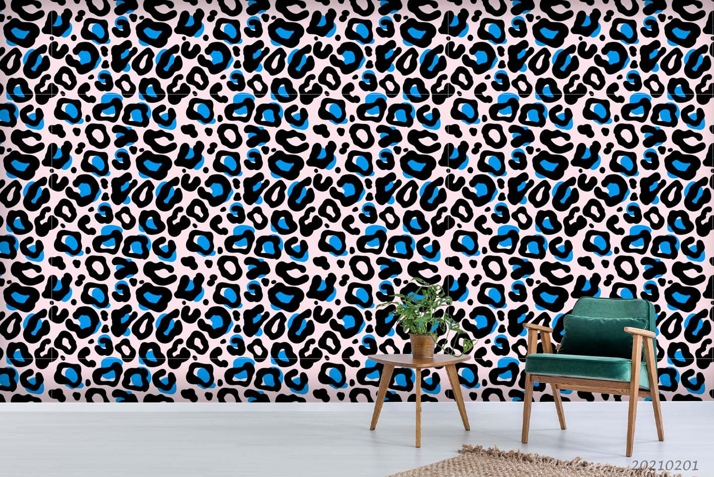 3D Blue Animal Leopard Print Wall Mural Wallpaper Lqh 80