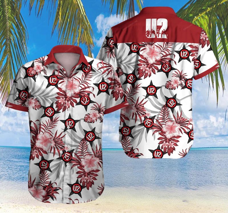 Tlmus U2 Hawaiian Graphic Print Short Sleeve Hawaiian Casual Shirt