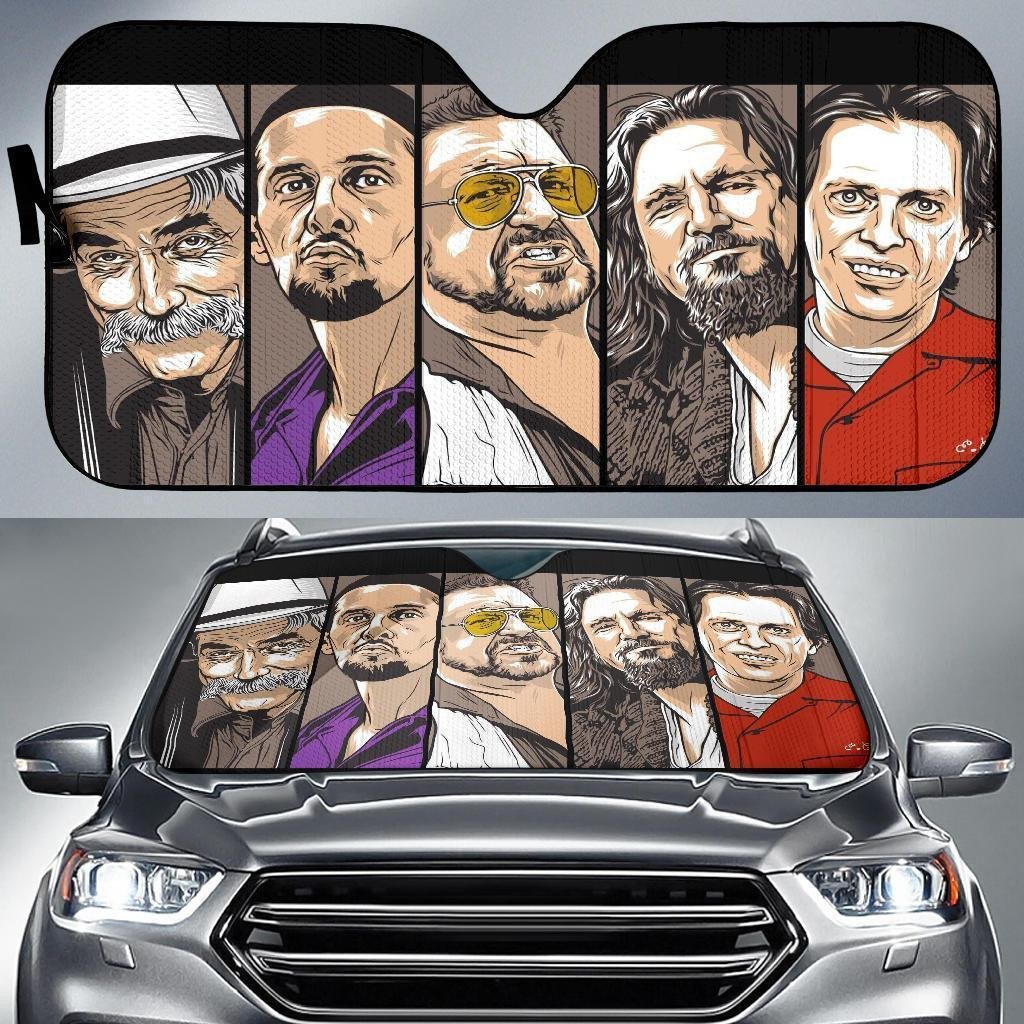 Big Lebowski Face Car Sun Shade 3D Printed Car Windshield Accessories