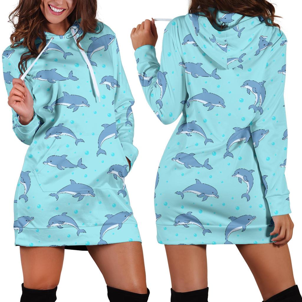 Dolphin Baby Cute Print Pattern Women Hoodie Dress