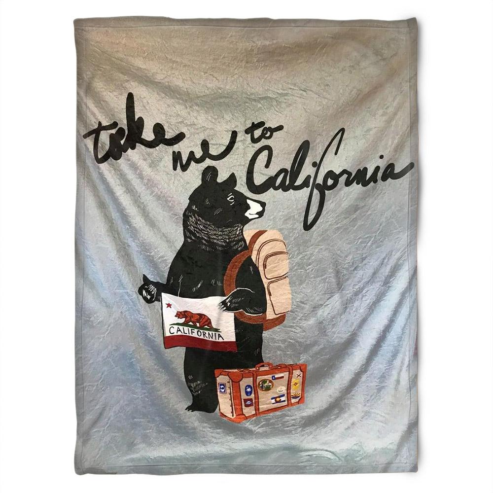 Camping Fleece Blanket Take Me To California Camping Beer, Gift For Camping Lover Gift For Home Decor Bedding Couch Sofa Soft Comfy And Cozy