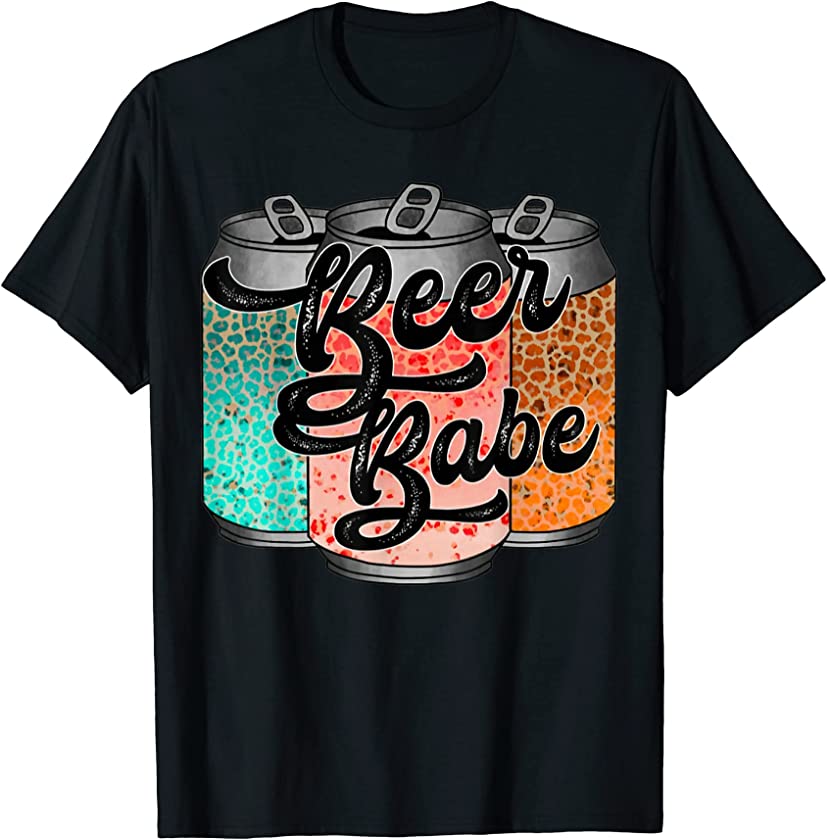 Western beer babe Country Music Leopard print T-Shirt