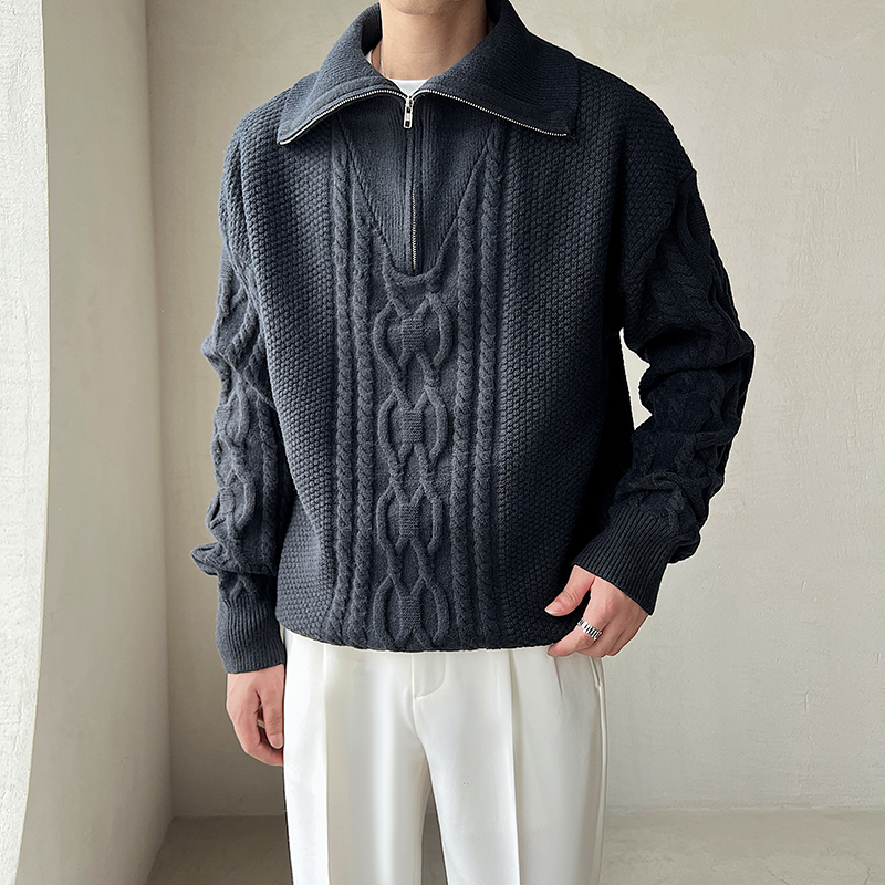 2022 Winter Men’s Lapel Collar Thicken Wool Sweater In Warm Fashion Knitting Loose Long Sleeve Pullover High-quality Coats M-2XL alx