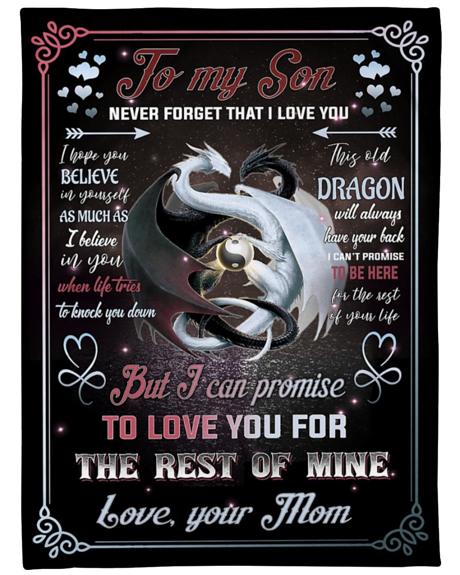 To My Son Love You For The Rest Of Time Fleece Blanket – Quilt Blanket Gift For Son Gift For Birthday Family Home Decor Bedding Couch Sofa Soft and Comfy Cozy