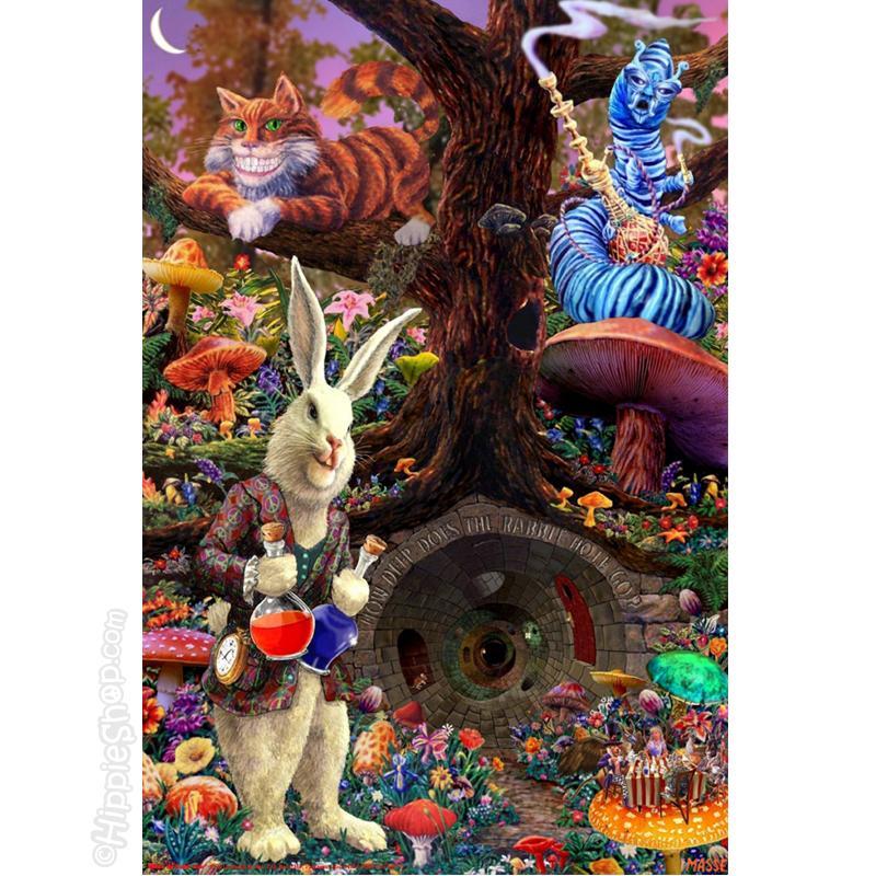 Alice In Wonderland Down The Rabbit Hole Printed Canvas Poster Wall Art, Poster Print, Canvas Print Wall Decor