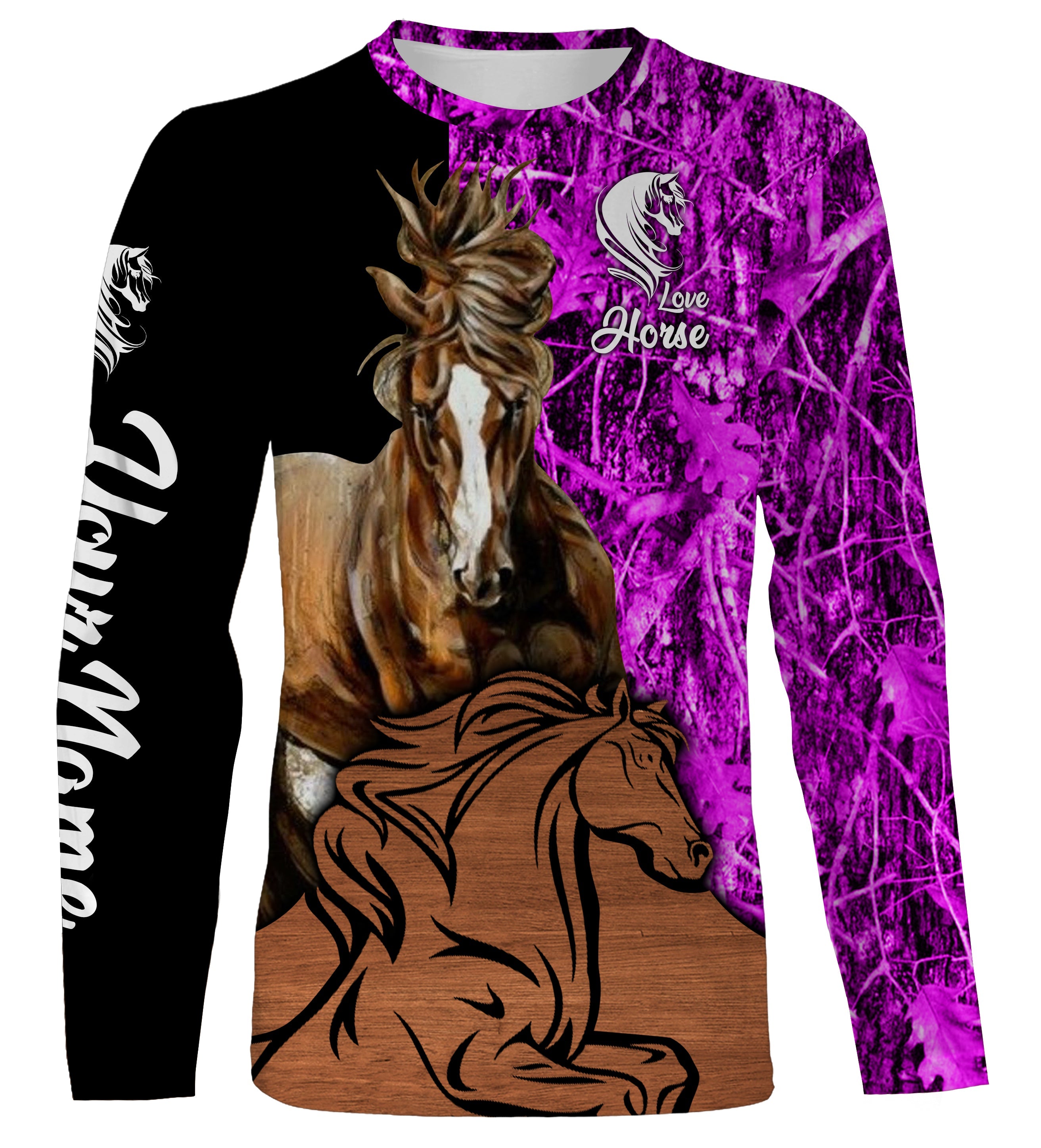 Love Horse Pink Camo Customize Name 3D All Over Printed Shirts Personalized Gift For Horse Lovers, Horse Shirt For Girl, Men Nqs2722