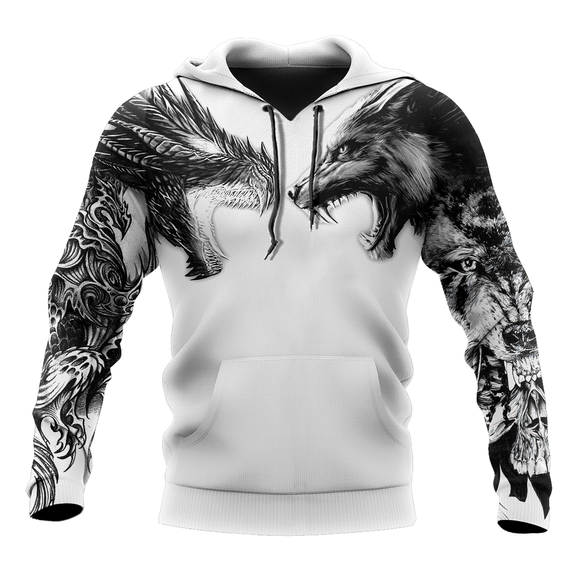 Tattoo Dragon And Wolf 3D Hoodie Shirt For Men And Women – Tulatee Store