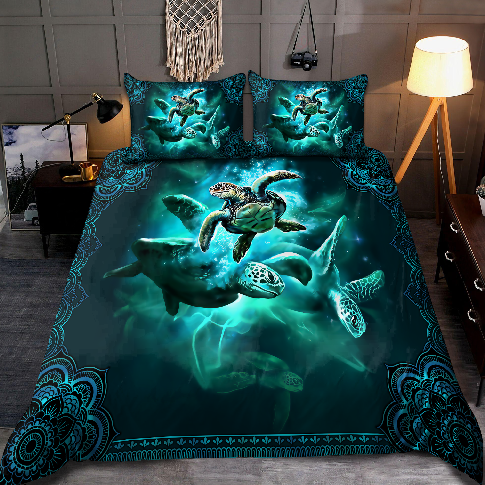 3D Sea Turtle Blue Ocean Bedding Set Jjw21102001